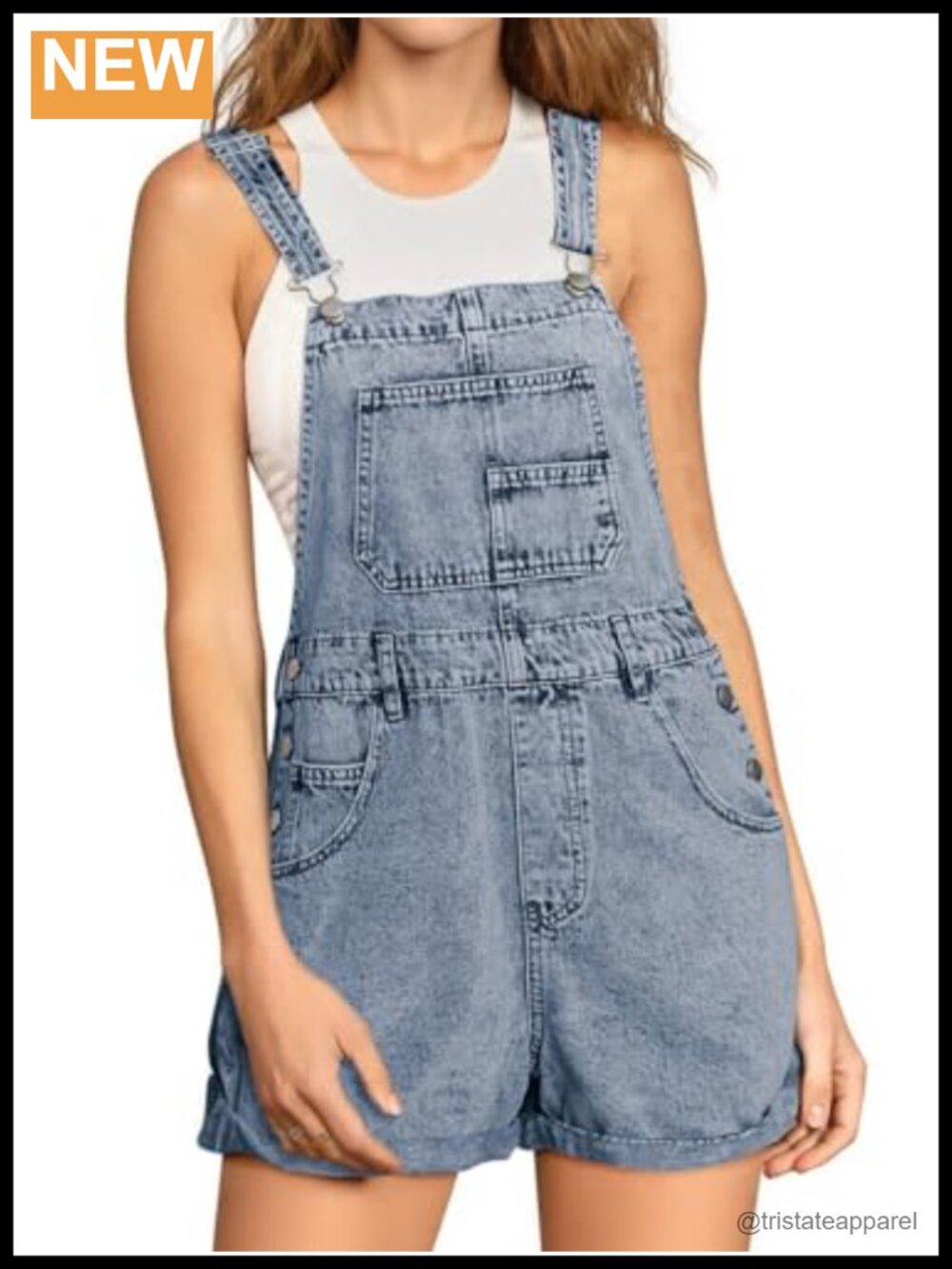 Denim Overall Shorts Loose Fit Cotton Romper Sleeveless Summer Outfit